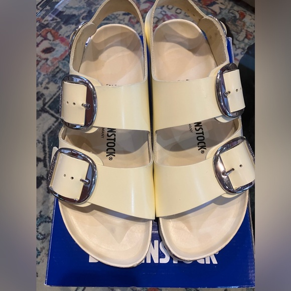 BIRKENSTOCK MILANO BIG BUCKLE HIGH SHINE LEATHER SZ41 - Picture 1 of 7